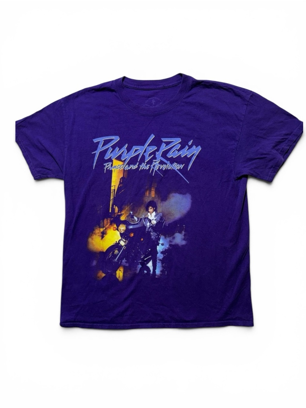 Purple Graphic Crewneck Tee with 'Purple Rain' Design